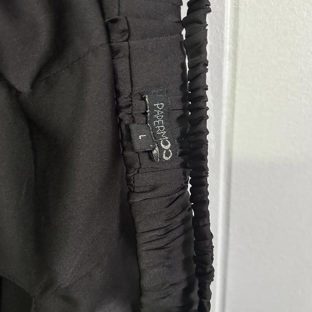 Papermoon Black Satin Long Sleeve Backless Crop Top Women's Large - Picture 4 of 4